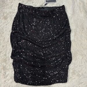 Cable & Gauge Black Sequin Pencil Skirt